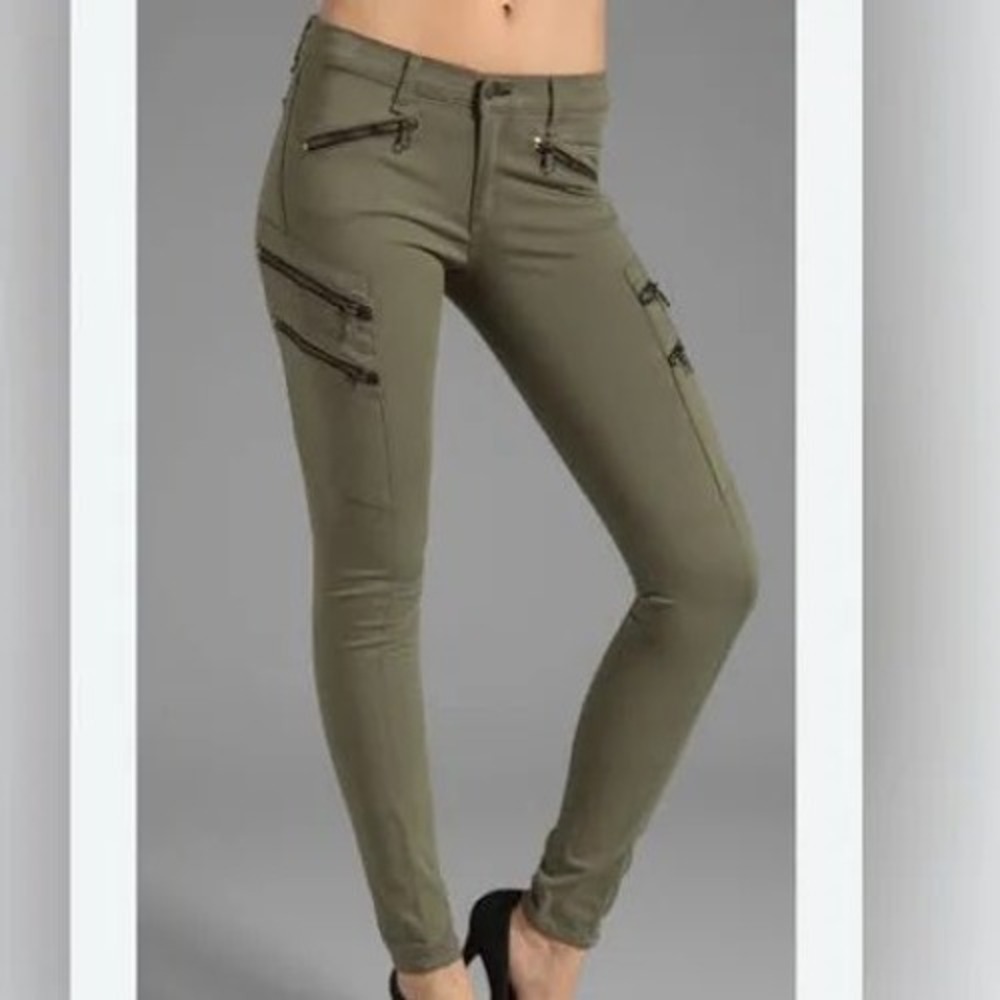 Rag & Bone Jean Women 27 Skinny Cargo Pants Dist Army Green Zipper W1714O026